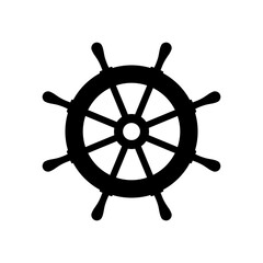 Obraz premium Ship steering wheel icon on a white background.