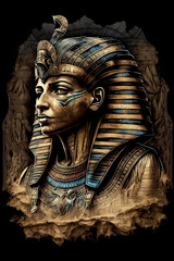 Ancient Egyptian pharaoh. Poster artwork, tshirt design. Generative Ai