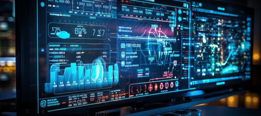 Hacking program on computer display. Generative AI technology.