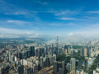 Fototapeta na wymiar Shenzhen ,China - May 29,2022: Aerial view of landscape in Shenzhen city, China