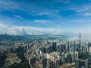 Shenzhen ,China - May 29,2022: Aerial view of landscape in Shenzhen city, China
