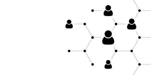 Social user network, people network illustration. Dots connected lines create network