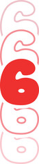 Retro Stacked Number 6 Six
