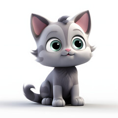 Obraz premium cute cat 3d animation Made with Generative AI