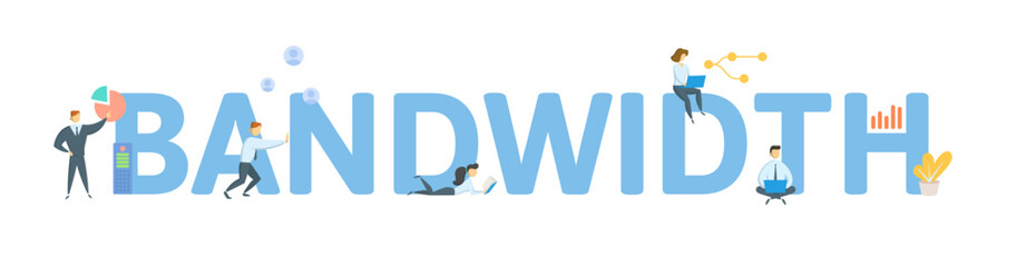 Bandwidth. Concept with keyword, people and icons. Flat vector illustration. Isolated on white.