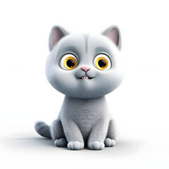 Obraz premium cute cat 3d animation Made with Generative AI