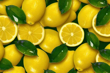 Background of lemons. Ai generative.