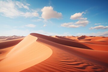 Fototapeta na wymiar Sandy Desert Landscape with Towering Sand Dunes, Generative AI