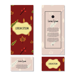 Vector spring leaves vertical frame pattern invitation greeting cards, RSVP and thank you cards