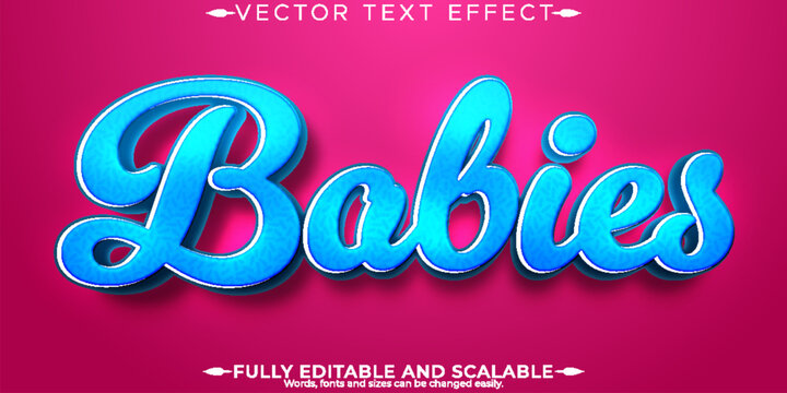 Baby birthday text effect, editable wedding and soft text style