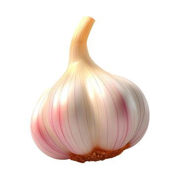 Realistic 3d garlic isolated on white background. Generative AI