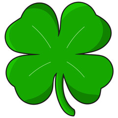 Vector flat style illustration of a 4 leaf Lucky Clover isolated on a white background for St Patricks Day