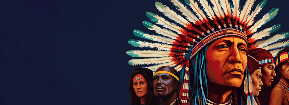 Indigenous Peoples Day landscape background with copy space