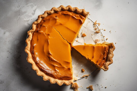 Top view of traditional pumpkin pie