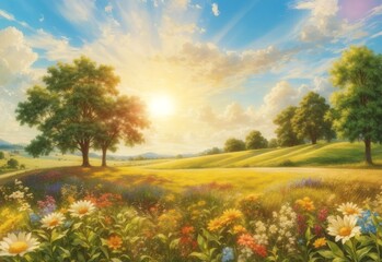 Obraz na płótnie Canvas Summer sunny nature landscape background