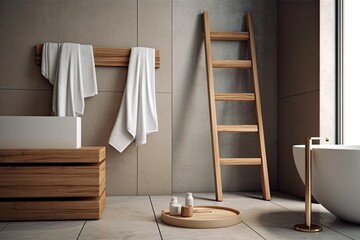 Obraz na płótnie Canvas an example of bathroom towels. Generative AI