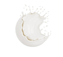White milk splash isolated on background, liquid or Yogurt splash, Include clipping path. 3d illustration.