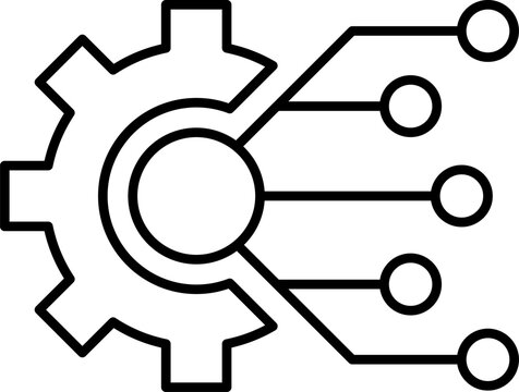 Circuit gear vector illustration. Gear with chip. Digital tech business logo template concept illustration. Gear electronic factory sign. Gear technology vector icon.