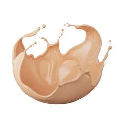 Liquid foundation splash element, fluid cosmetic cream 3d illustration.