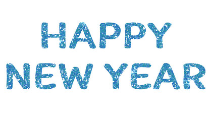Blue glitter text happy new year.HAPPY NEW YEAR. Design for decorating, background, wallpaper, illustration.