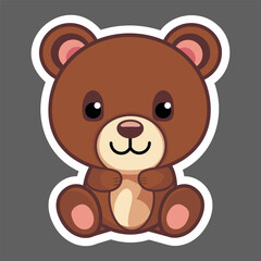 Toy teddy bear sticker. Vector graphics.