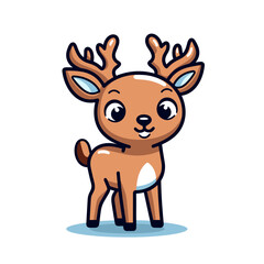 Deer. Deer hand-drawn comic illustration. Cute vector doodle style cartoon illustration.