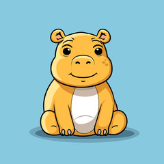 Hippopotamus. Hippo hand-drawn comic illustration. Cute vector doodle style cartoon illustration.