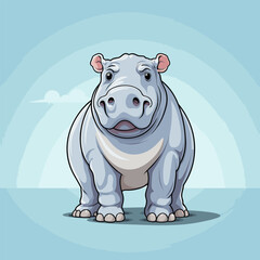 Hippopotamus. Hippo hand-drawn comic illustration. Cute vector doodle style cartoon illustration.