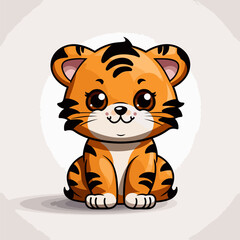 Tiger. Tiger hand-drawn comic illustration. Cute vector doodle style cartoon illustration.