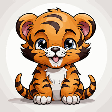 Tiger. Tiger hand-drawn comic illustration. Cute vector doodle style cartoon illustration.