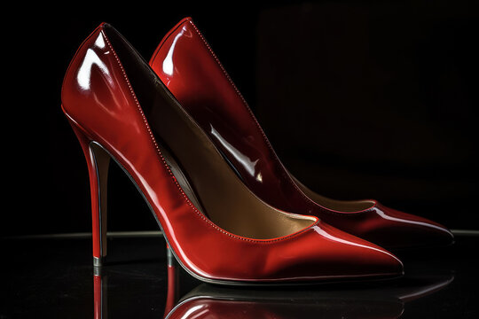 Classic stiletto heel shoes for women in leather. Generative AI.