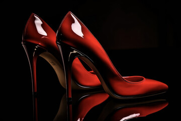 Classic stiletto heel shoes for women in leather. Generative AI. - Powered by Adobe