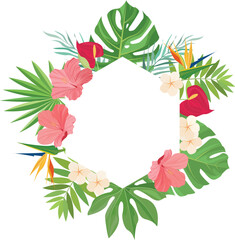 summer frame with tropical leaves decoration
