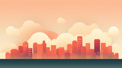 Fototapeta premium amazing sunset Skyline view for the cityand business district. 2D illustartion
