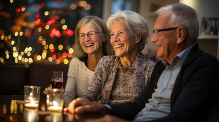 Generative ai illustration of cheerful senior smiling togheter