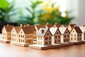 Close up of miniature house. Concept of home loan and purchase of own property