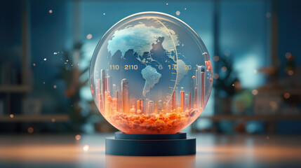 ECO global warming glass ball with a world inside. Generative AI