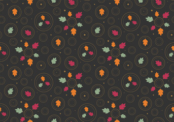 Autumn bright pattern with colorful leaves.