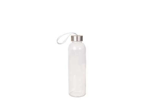 Sport plastic water bottle close-up with transparent background. Studio photography