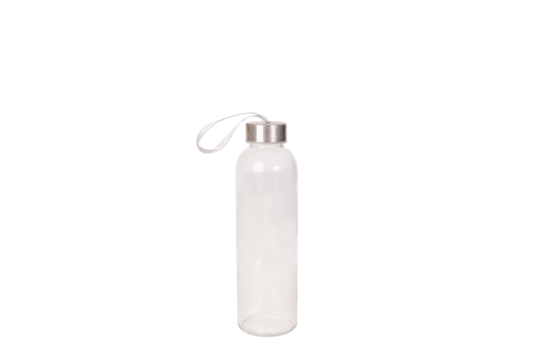 Sport plastic water bottle close-up with transparent background. Studio photography