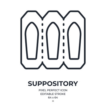 Suppository editable stroke outline icon isolated on white background flat vector illustration. Pixel perfect. 64 x 64.