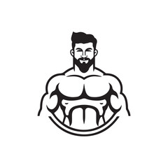 Male bodybuilder gym black icon vector 