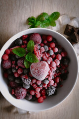 a bowl of frozen berries