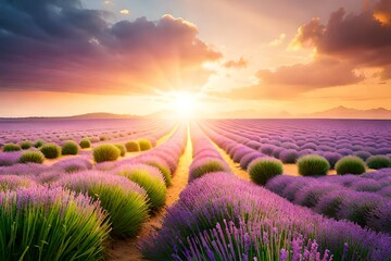 lavender field at sunrise by Generated with AI technology