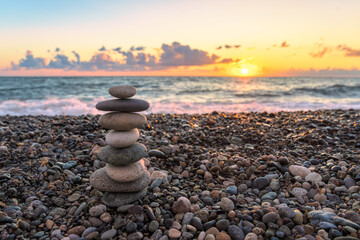 Stones on top of each other by the sea