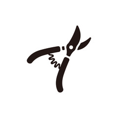 Hand pruners icon.Flat silhouette version.