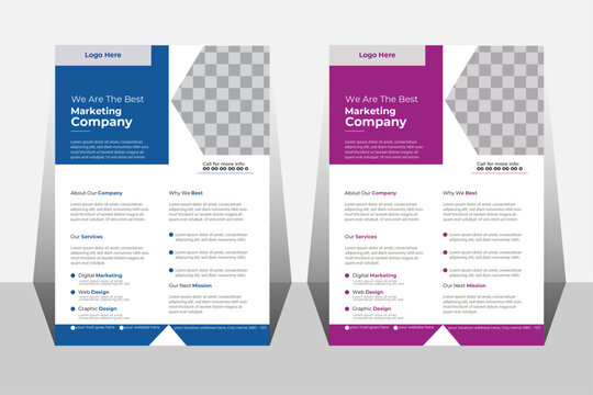 Modern Flyer Design Multipurpose template with cover or Brochure design Annual Report Magazine Poster Corporate Presentation Portfolio infographic layout modern with blue color & pink colorful triangl