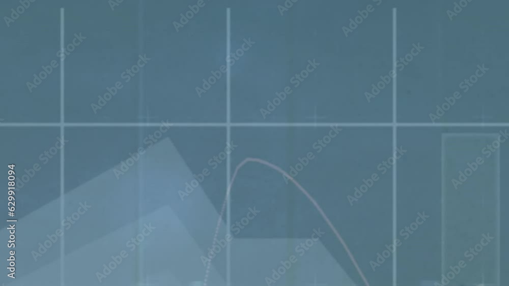 Poster animation of statistical data processing over grid network against grey background