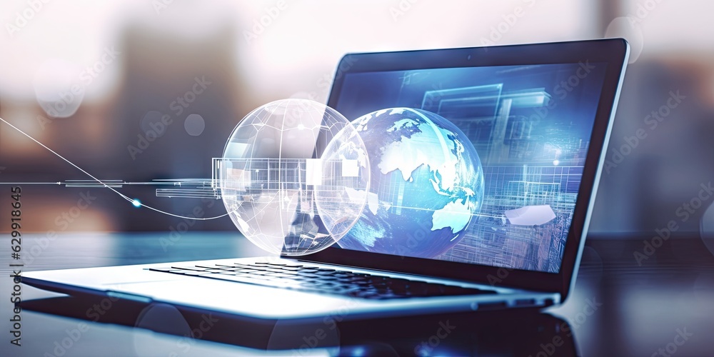 Aufkleber virtual business. online communication and networking concepts. technology in the modern world. expl