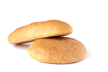 Image of two loaves of bread on a white background.